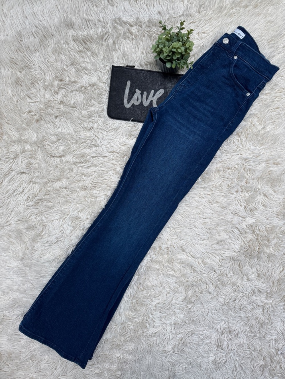 Loft Slim Flare High-Rise Jeans 💗 Indigo Blue - Picture 3 of 13